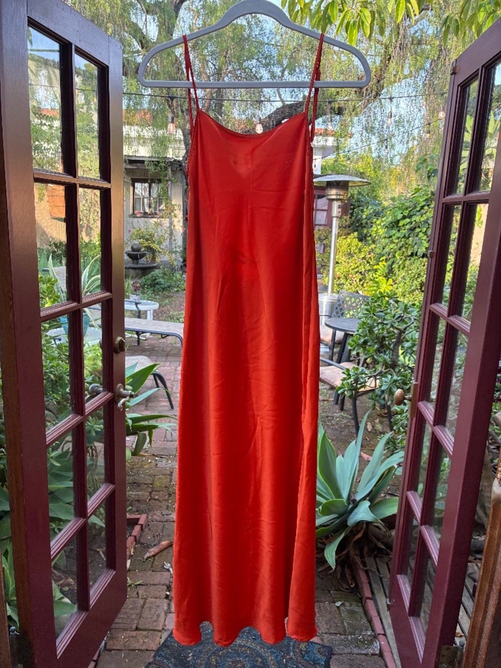 Orange slinky dress